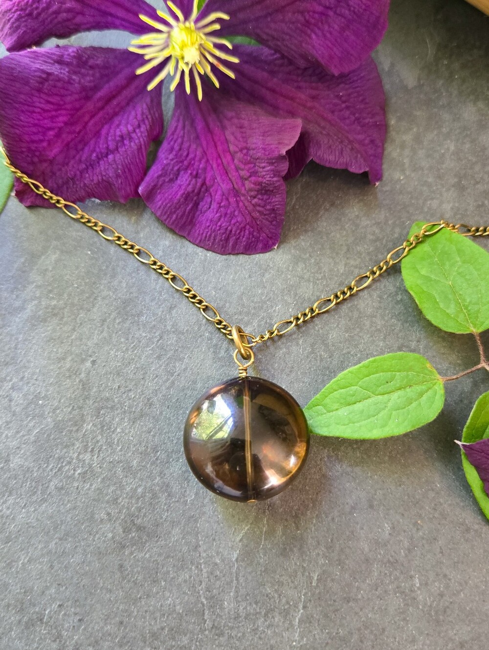 NWT Artisan-Made Smokey Quartz Pendant Necklace
